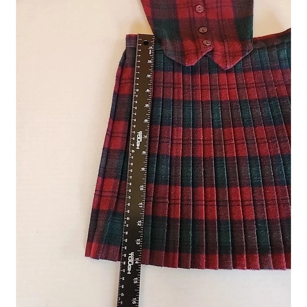 VTG Archie‎ Brown & Son Pleated Skirt Vest Holiday Preppy Red Green Plaid Girl 8